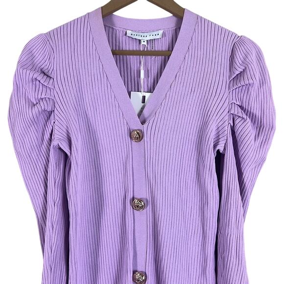 NWT Endless Rose Dress Womens M Purple Puff Sleeve V-Neck Knit Mini Old Money - Picture 4 of 7